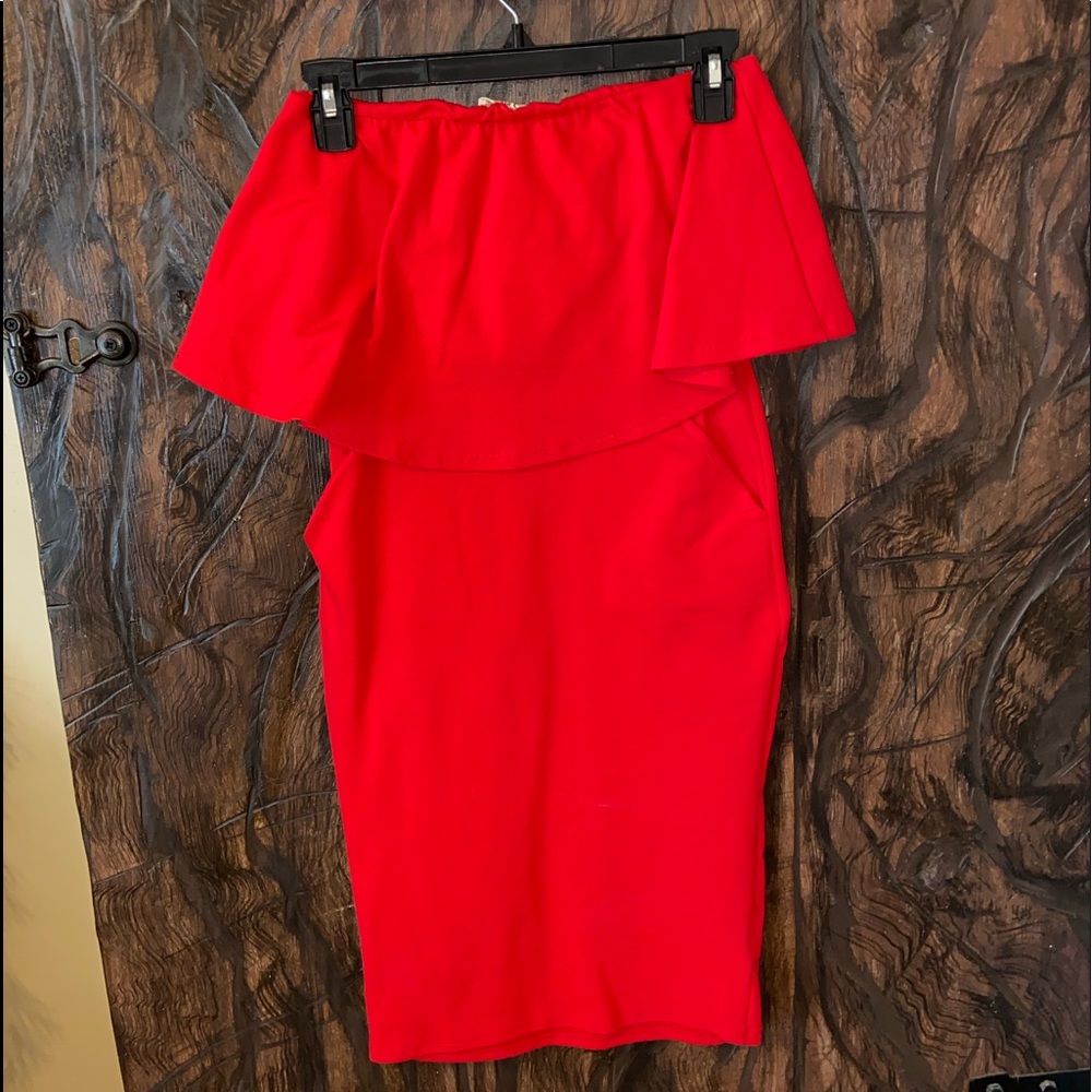 Strapless Red Rolla Coaster Dress